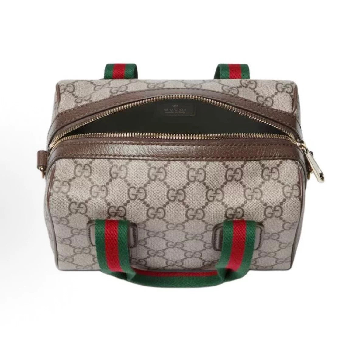 Vintage Print Mini Leather Boston Top Handle Bag - product view 3