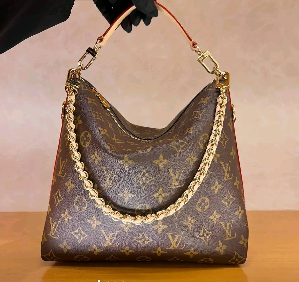 Vintage Monogram Print Zipper Shoulder Pouch - product view 4