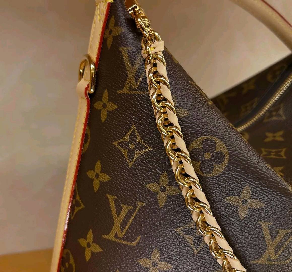 Vintage Monogram Print Zipper Shoulder Pouch - product view 6