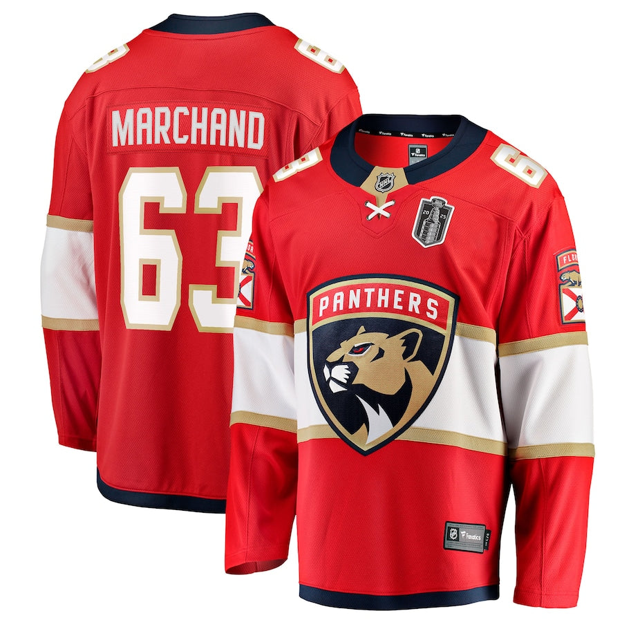 Men's Florida Panthers Brad Marchand Fanatics Red 2025 Stanley Cup Final Home Breakaway Player Jersey
