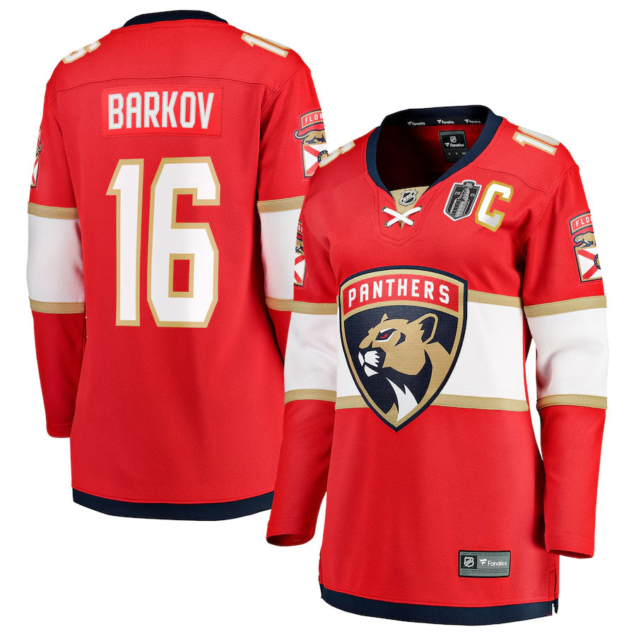 Women's Florida Panthers Aleksander Barkov Fanatics Red 2025 Stanley Cup Final Home Breakaway Player Jersey