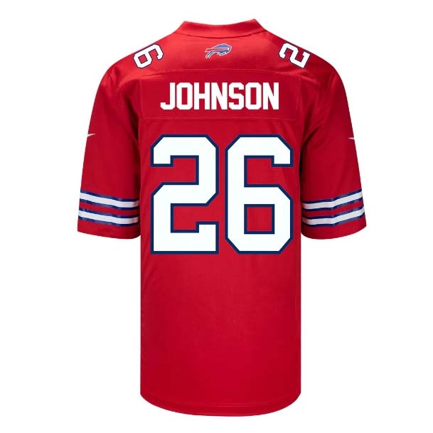 American Football Jersey | B.Bills #26 Ty Johnson Player Red Game Jersey - Red Stitched American Football Jerseys - image 1