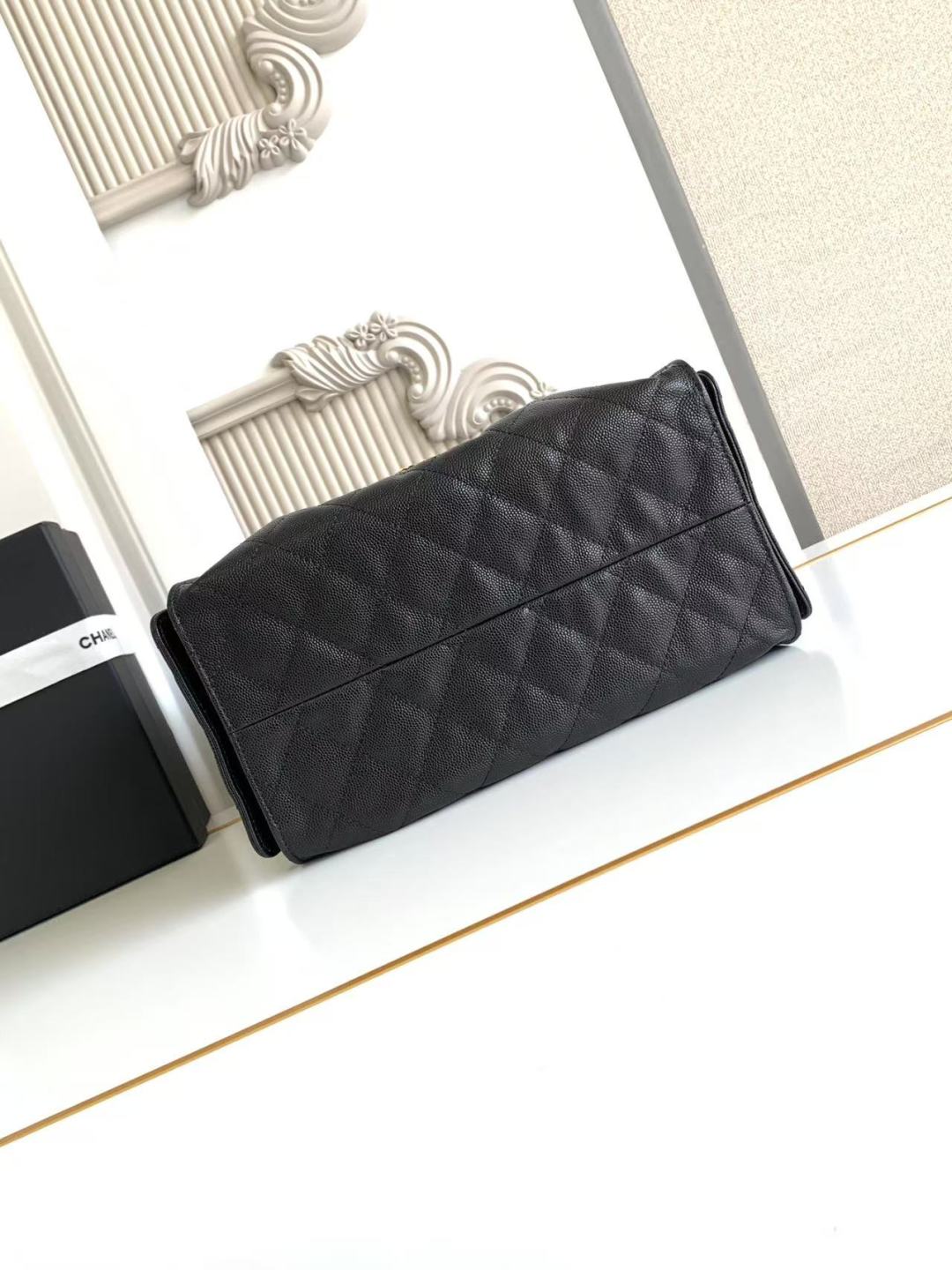 Small Handbag Grained Calfskin & Gold-Tone Metal Bag - product view 6