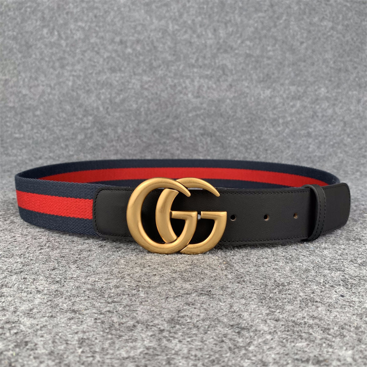Canvas Web Belt with Double G Buckle 'Blue Red' - product view 1