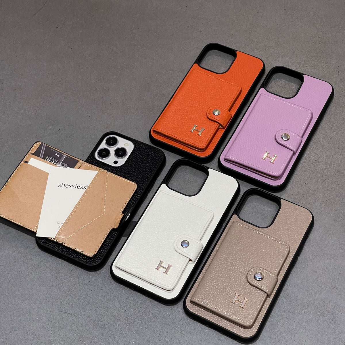 H Leather Card Holder iPhone Case - product view 5