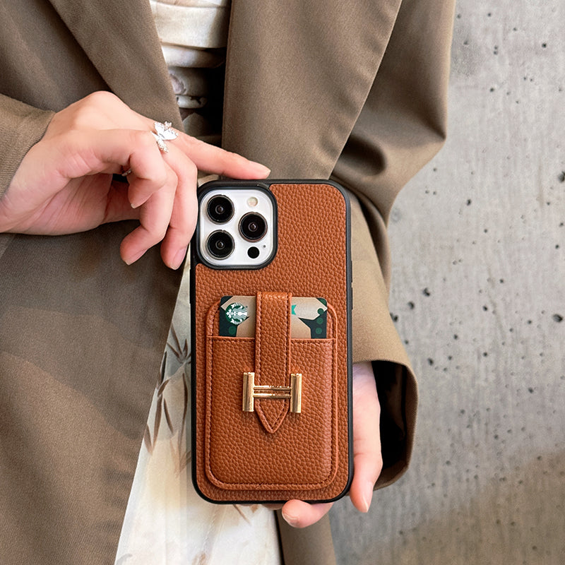 H Card Holder Leather iPhone Case - product view 3