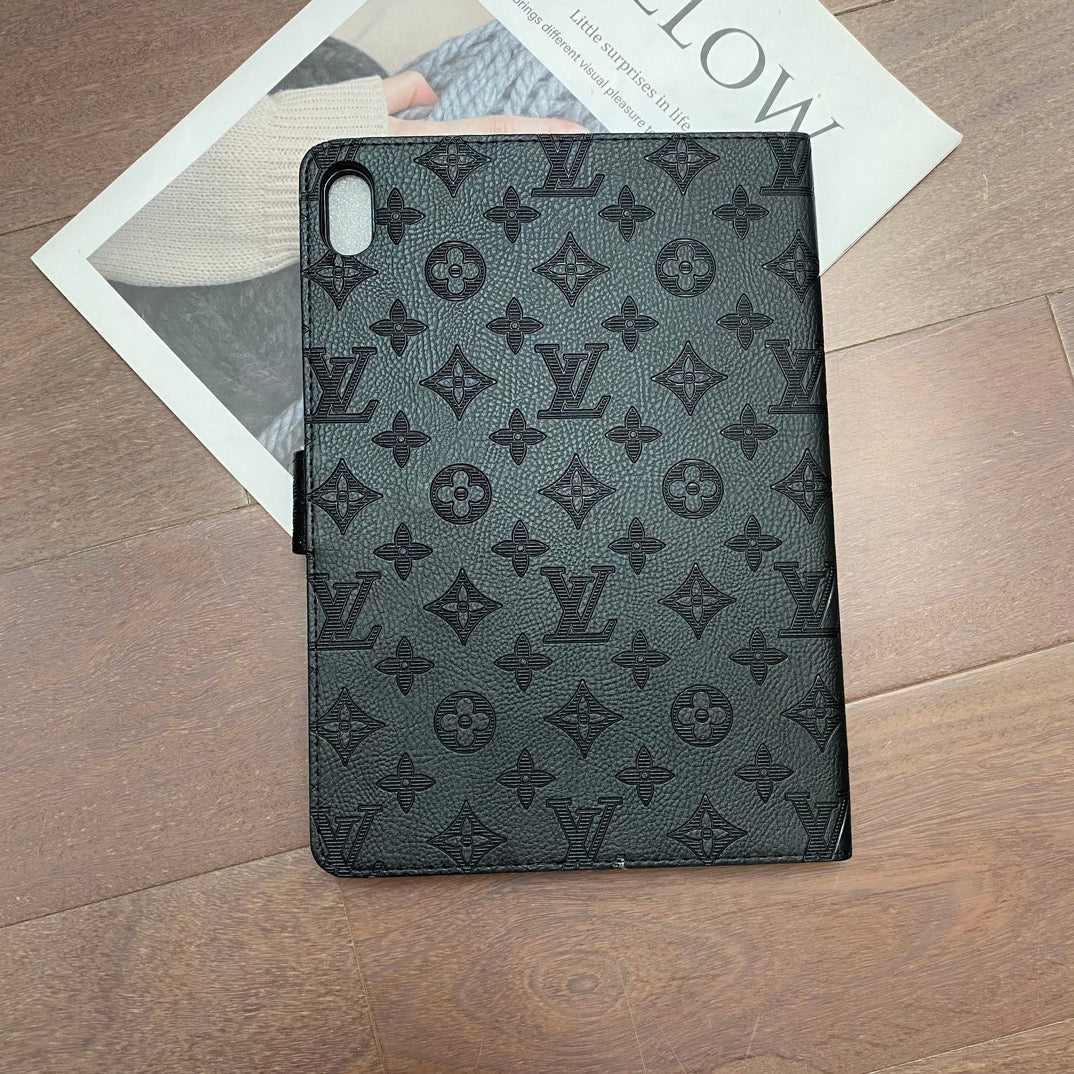 3D Embossed Canvas Monogram Holster Apple iPad Flip Cover With Stand - product view 2