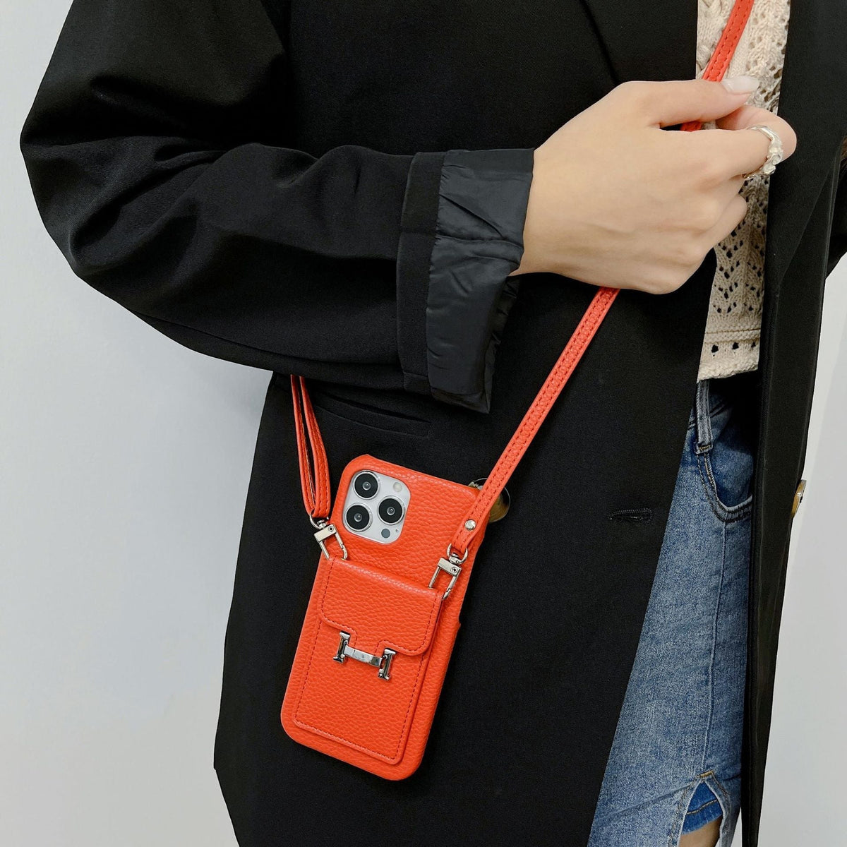 H Card Holder Leather Chain iPhone Case - product view 5