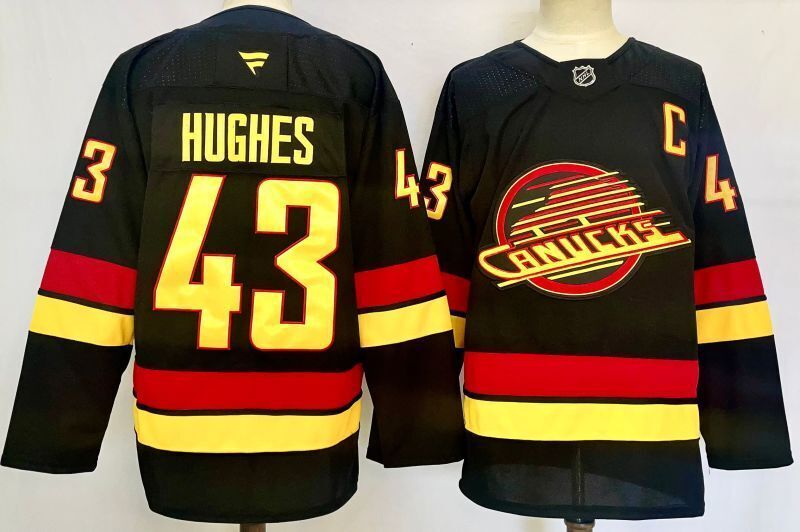 Men's Vancouver Canucks Quinn Hughes #43 Fanatics Black Alternate Breakaway Jersey