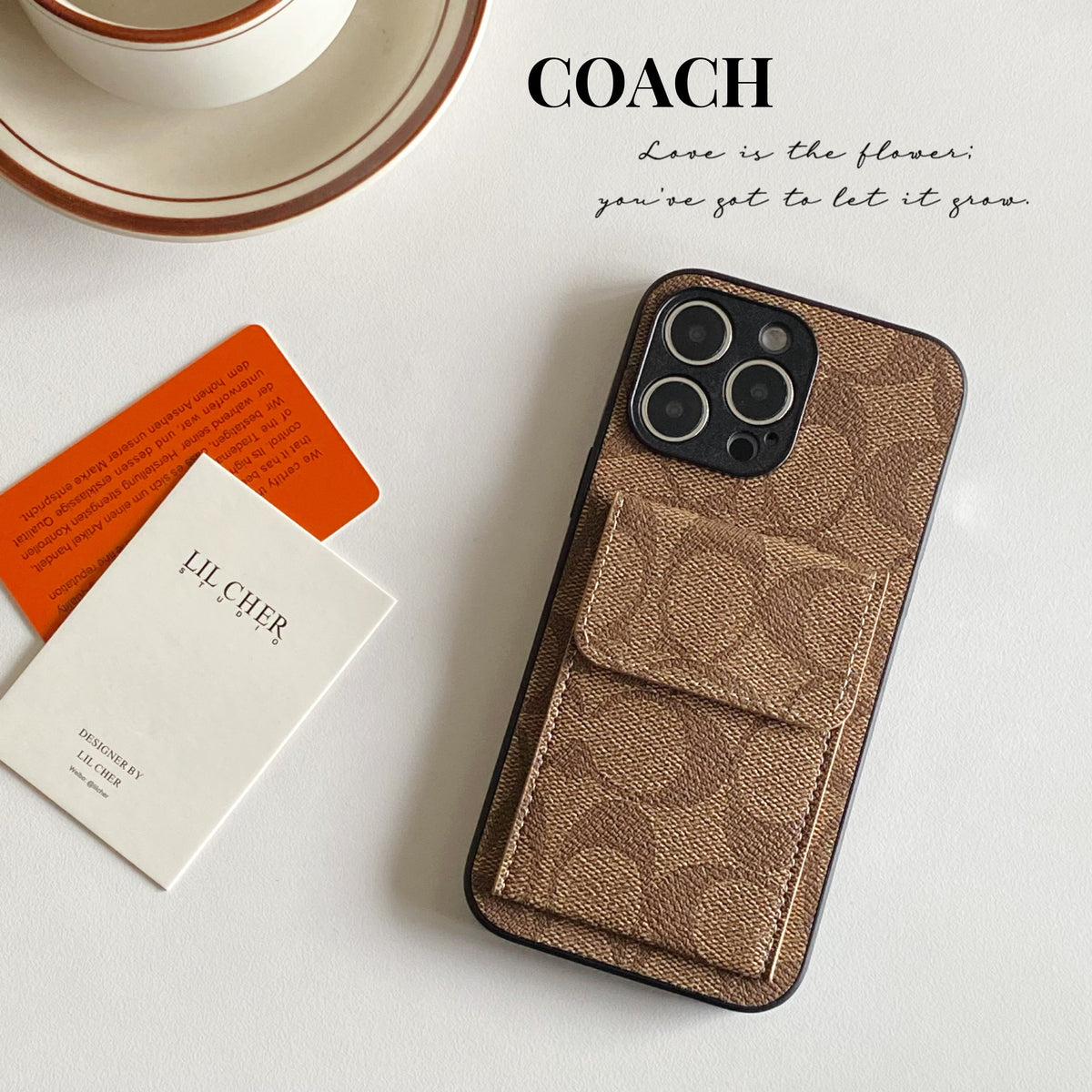 Classic iPhone Case With Wallet Light Brown-HP240513 - product view 2