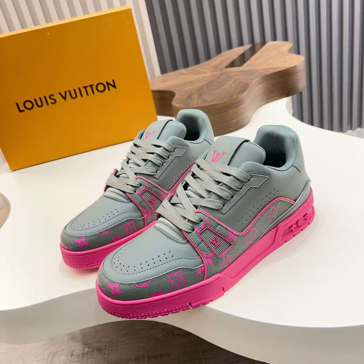 LV Trainer Sneakers 'Grey Pink' - product view 1