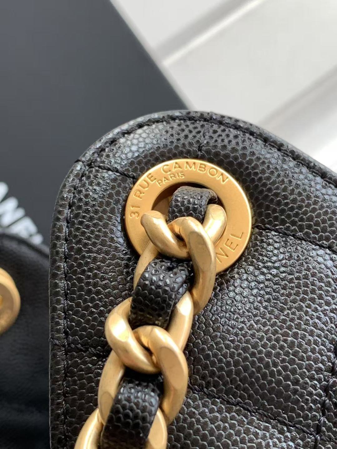 Small Handbag Grained Calfskin & Gold-Tone Metal Bag - product view 8