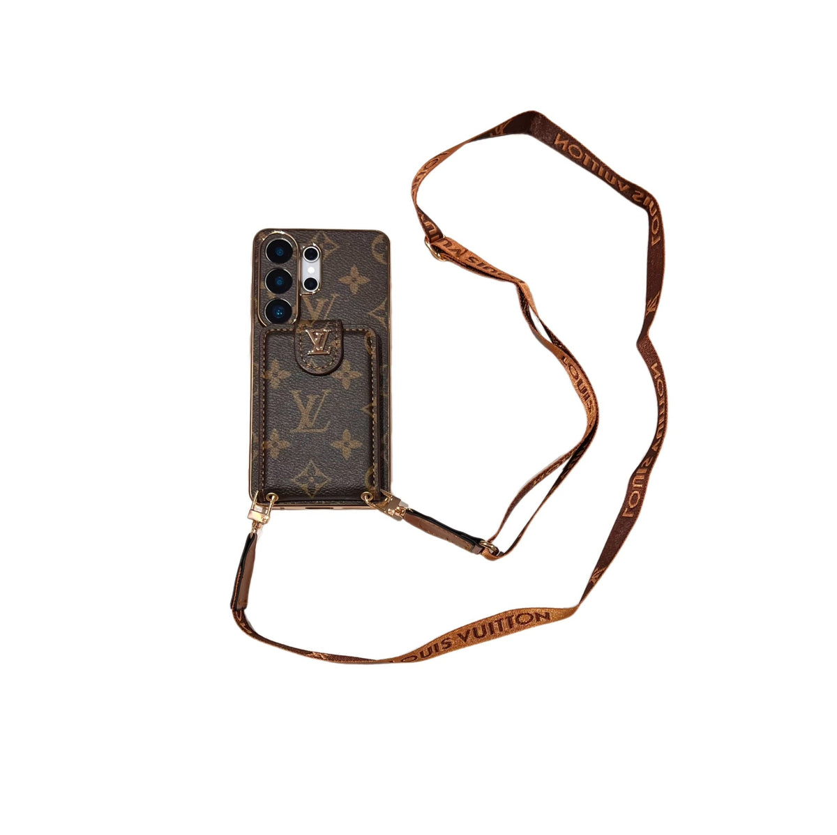 Monogram Crossbody Phone Case with Card Pocket and Shoulder Strap - product view 1