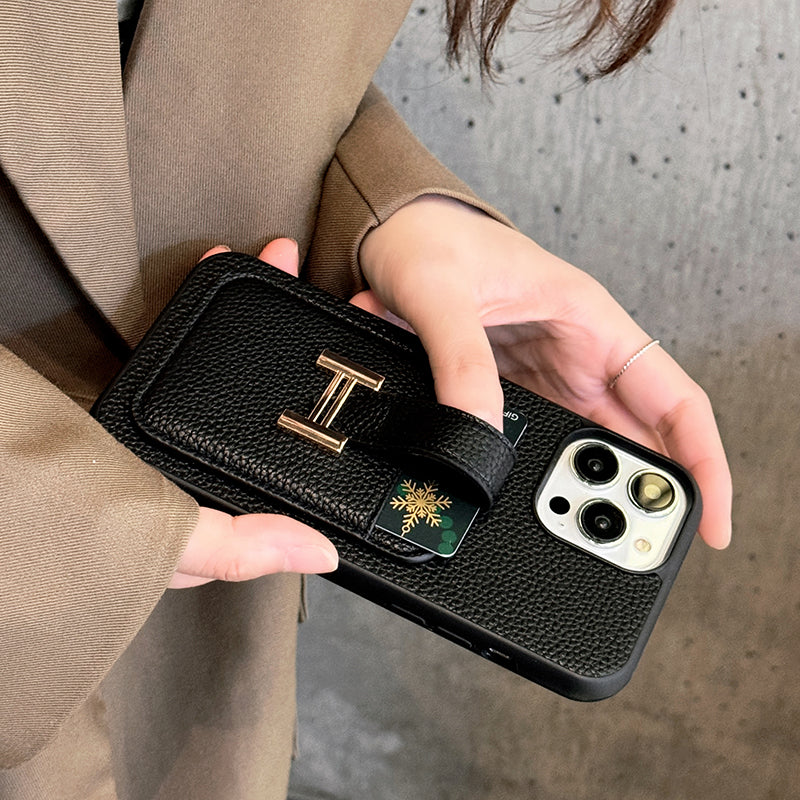 H Card Holder Leather iPhone Case - product view 9