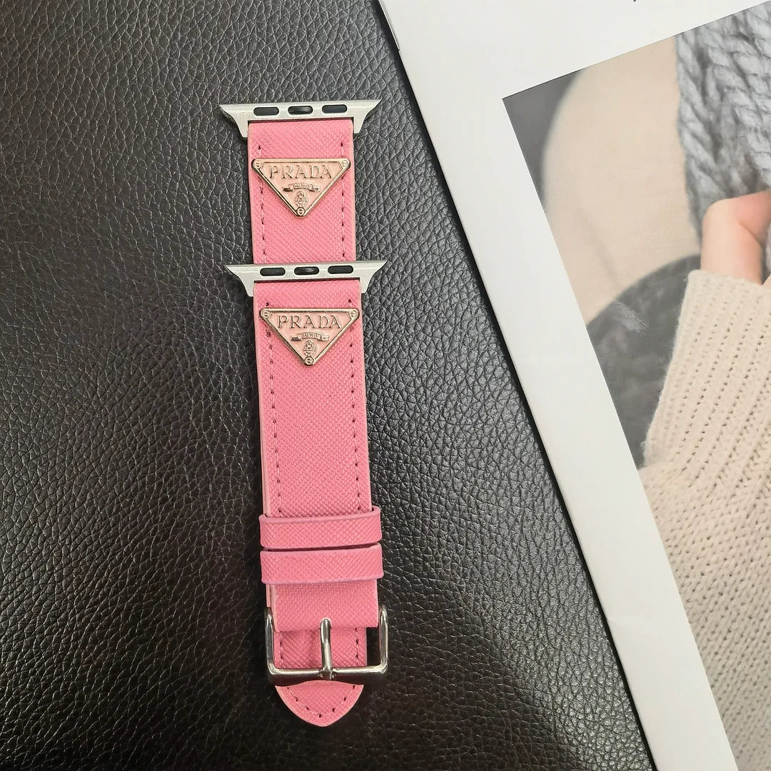Double Triangle Monogram Label Leather Apple Watch Band - product view 10
