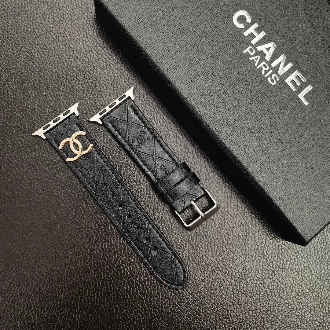 Gold Monogram 3D Embossed Leather Apple Watch Strap - product view 20