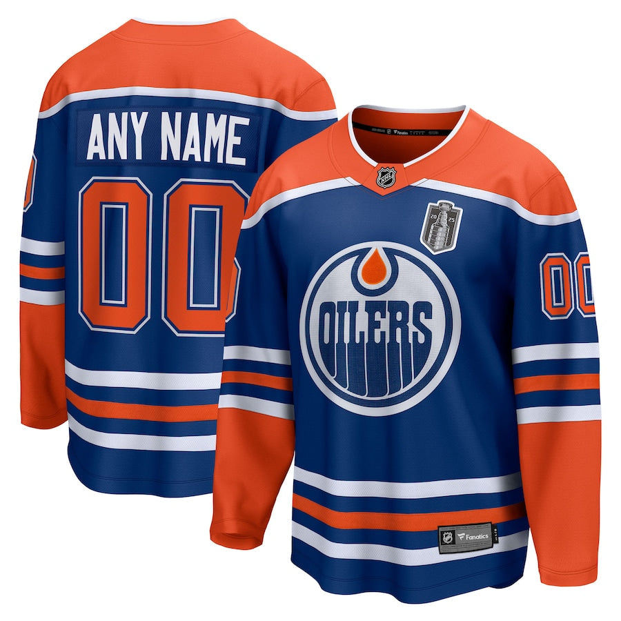 Men's Edmonton Oilers Fanatics Royal 2025 Stanley Cup Final Home Breakaway Custom Jersey