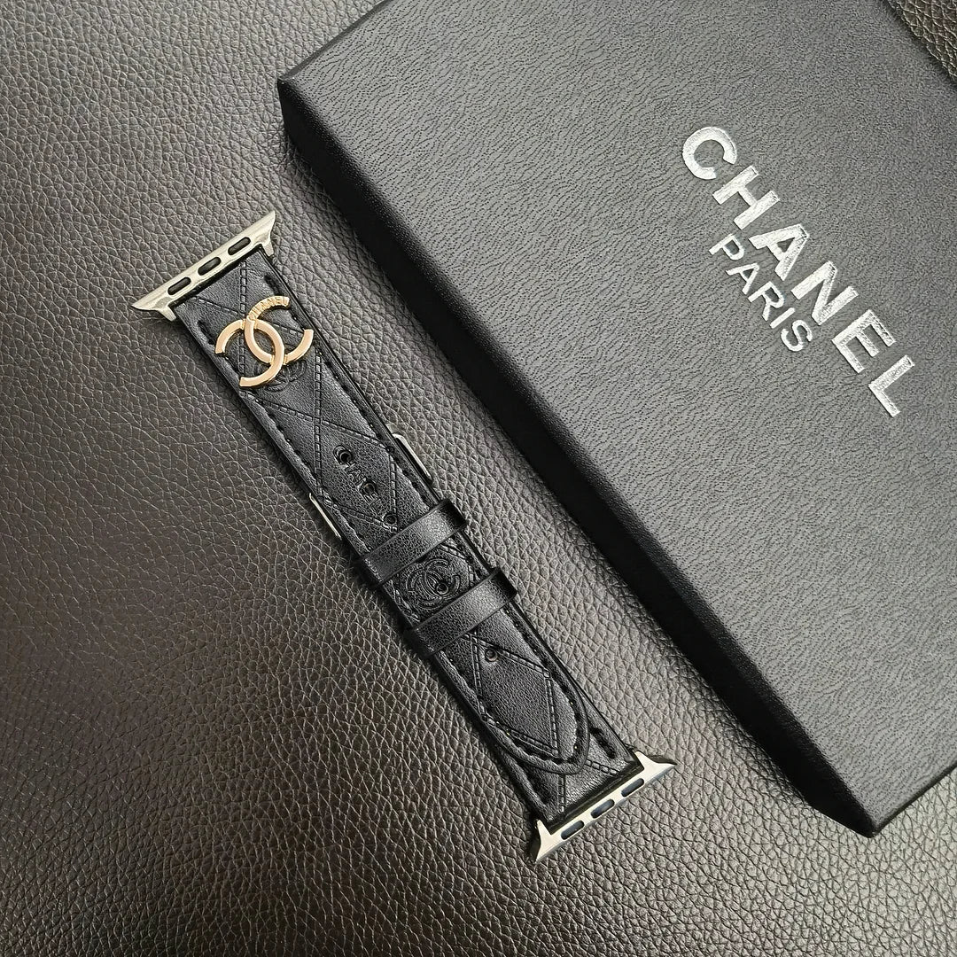 Gold Monogram 3D Embossed Leather Apple Watch Strap - product view 9