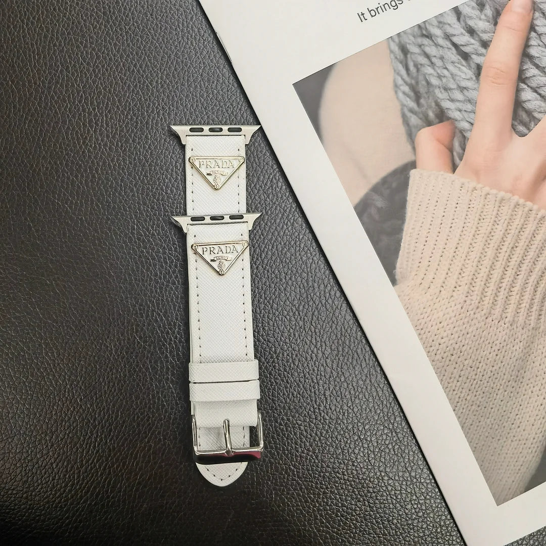 Double Triangle Monogram Label Leather Apple Watch Band - product view 15
