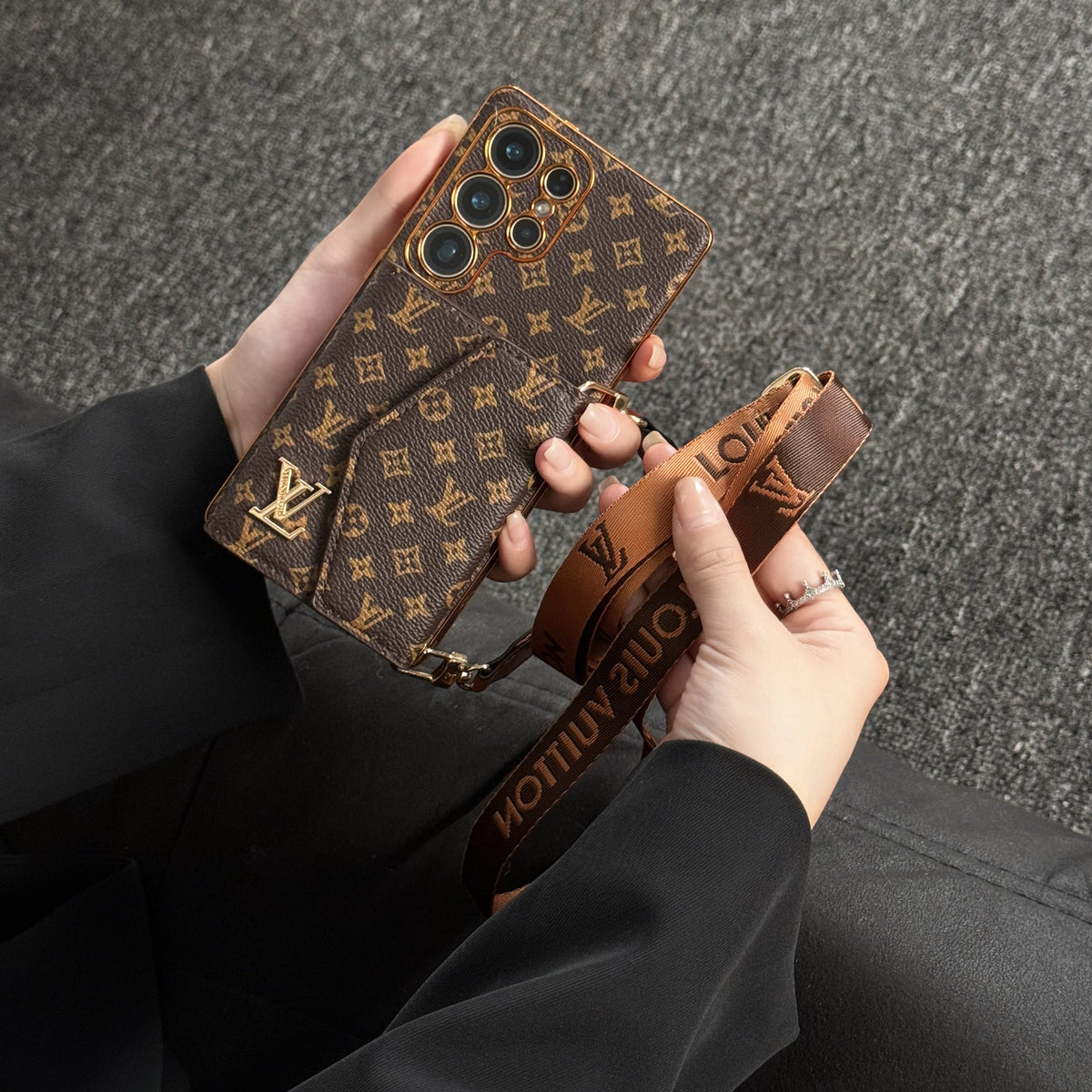 Advanced Leather Samsung Phone Case with Wallet and Strap - product view 6