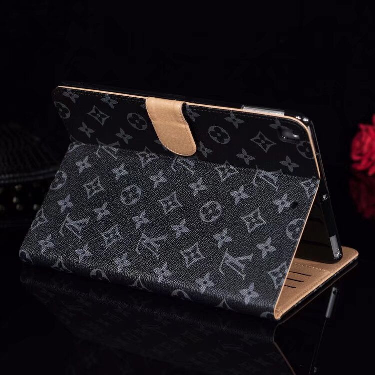 Elegant Monogram Canvas Flip Cover Apple iPad Protective Leather - product view 4