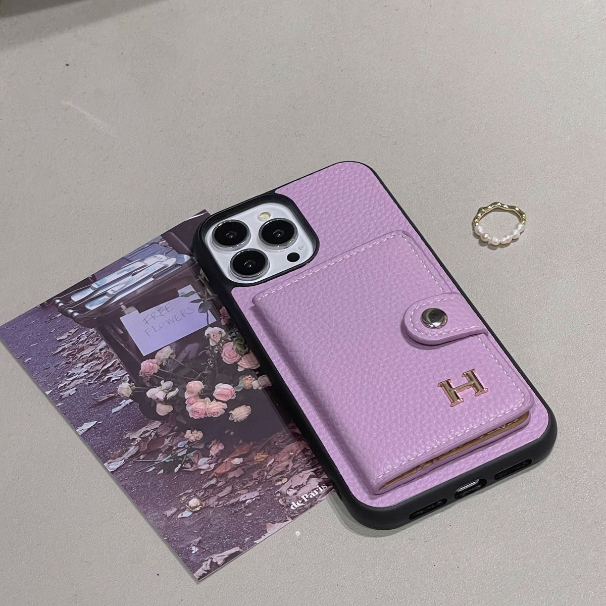 H Leather Card Holder iPhone Case - product view 7