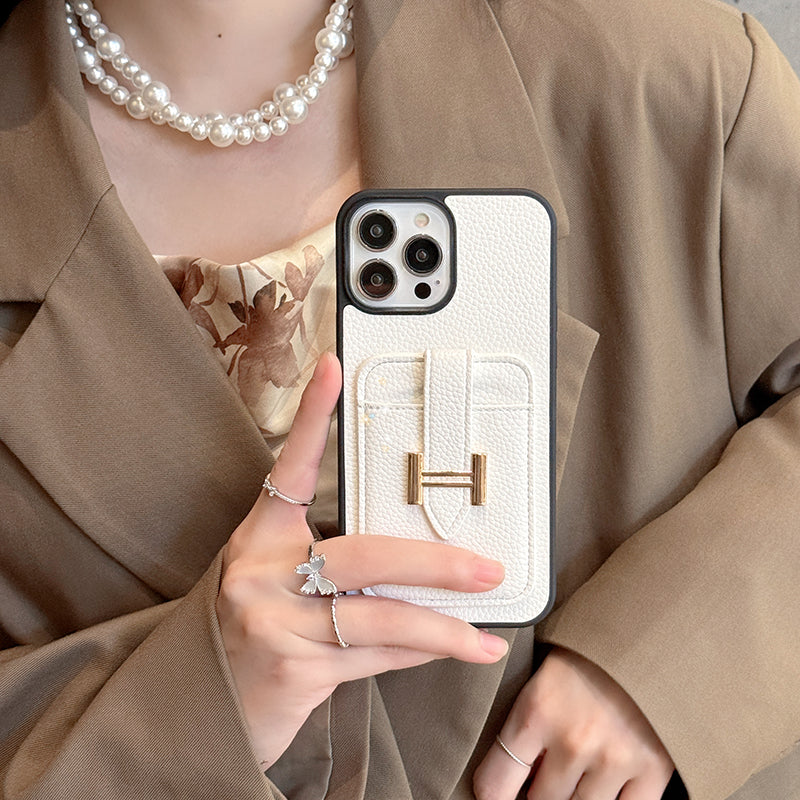 H Card Holder Leather iPhone Case - product view 8
