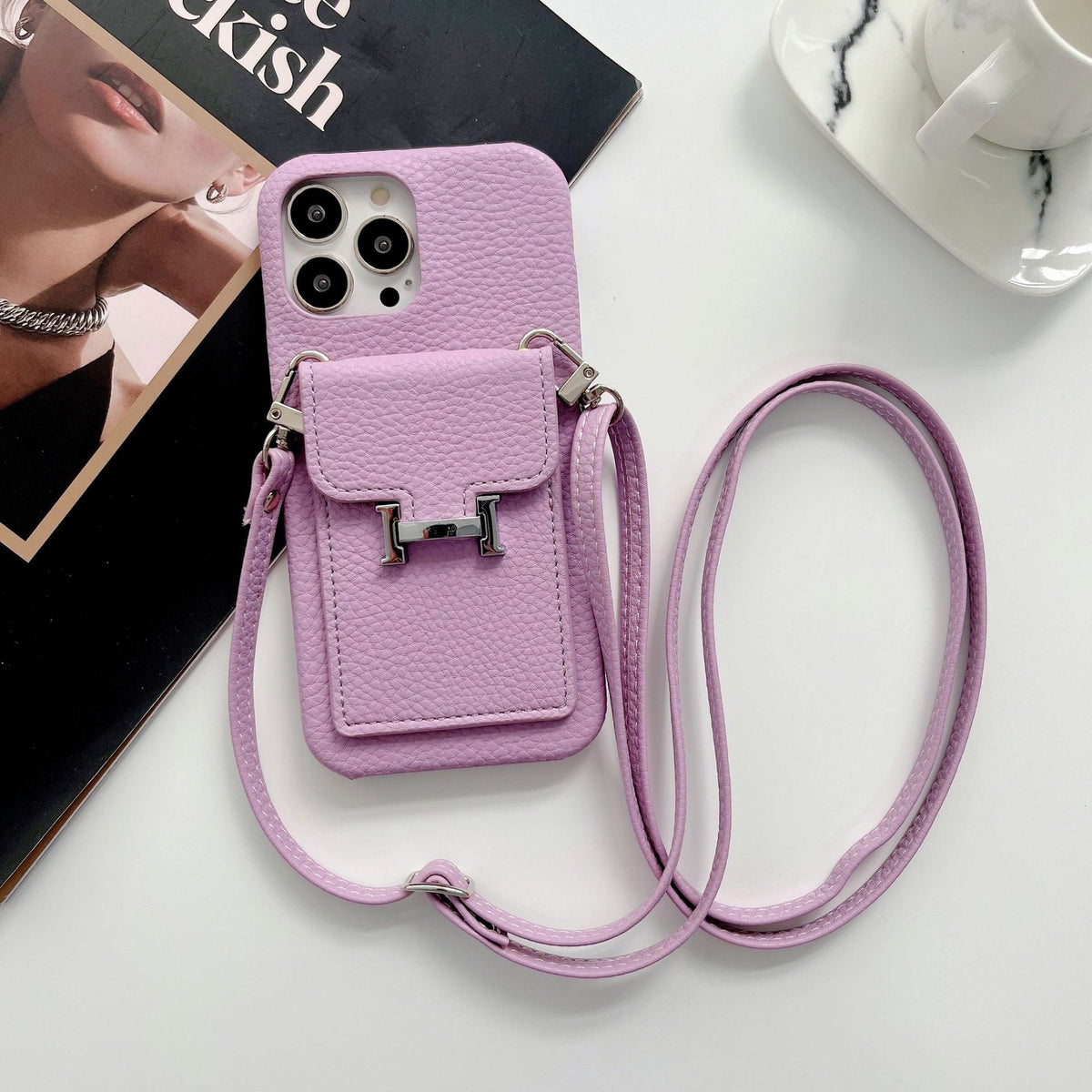 H Card Holder Leather Chain iPhone Case - product view 13