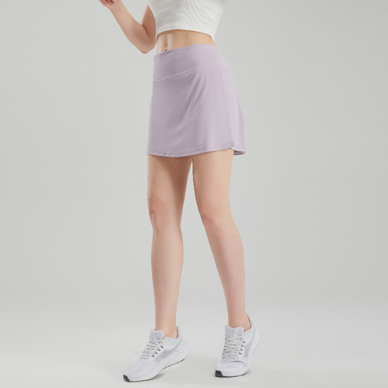 zalo046  Women's naked training, running, fitness, yoga short skirt, anti glare double-layer quick drying tennis skirt clothing