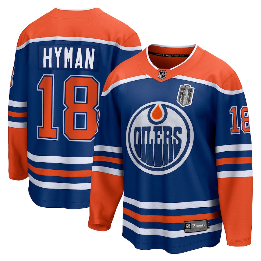 Men's Edmonton Oilers Zach Hyman Fanatics Royal 2025 Stanley Cup Final Home Breakaway Jersey