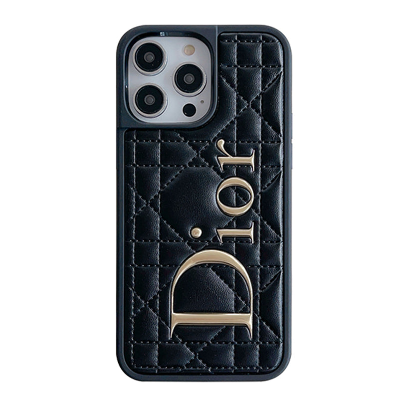 Fashion Gold Logo Leather iPhone Case - product view 1