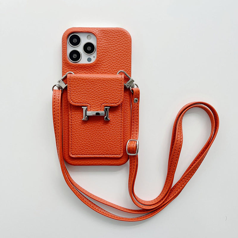 H Card Holder Leather Chain iPhone Case - product view 2