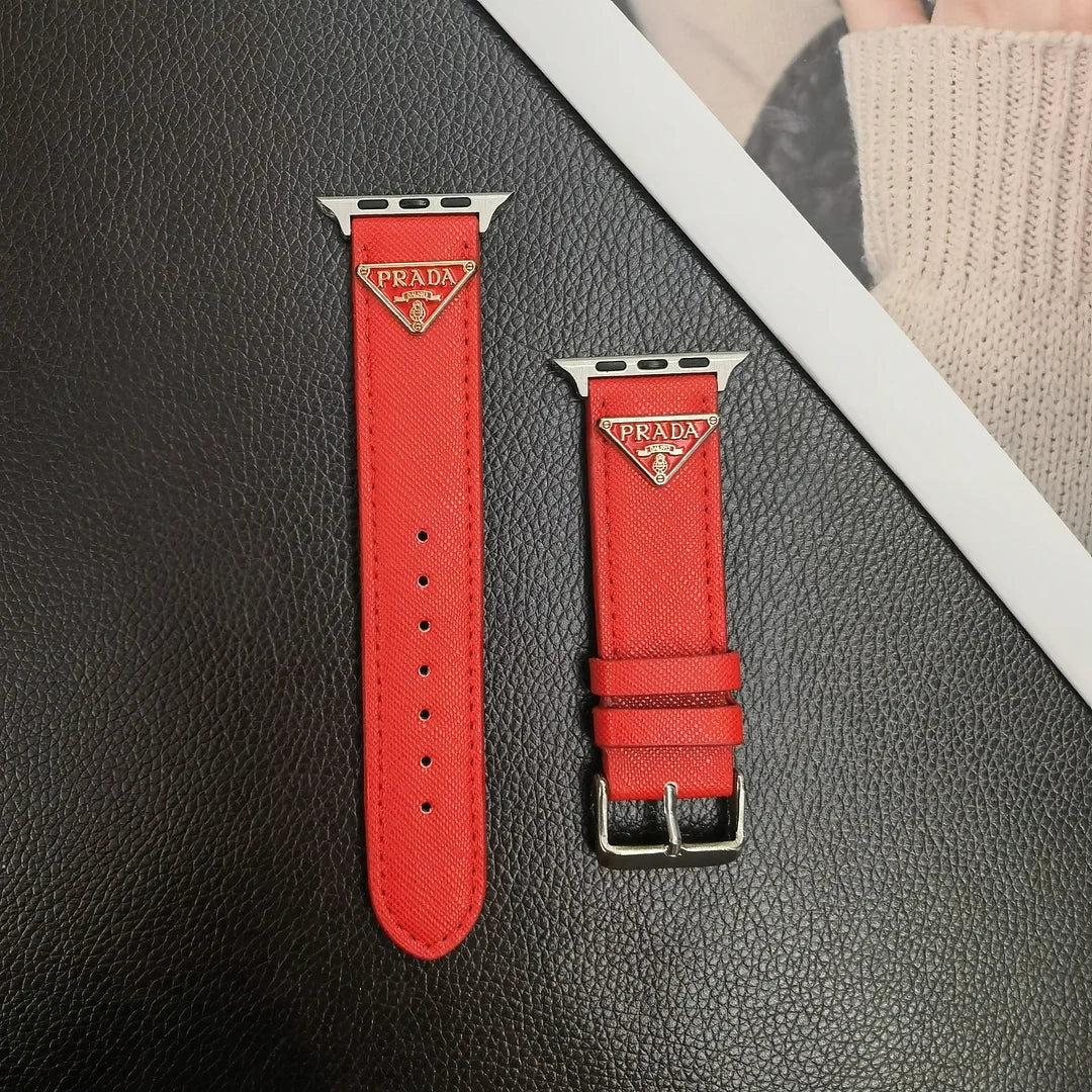 Double Triangle Monogram Label Leather Apple Watch Band - product view 2