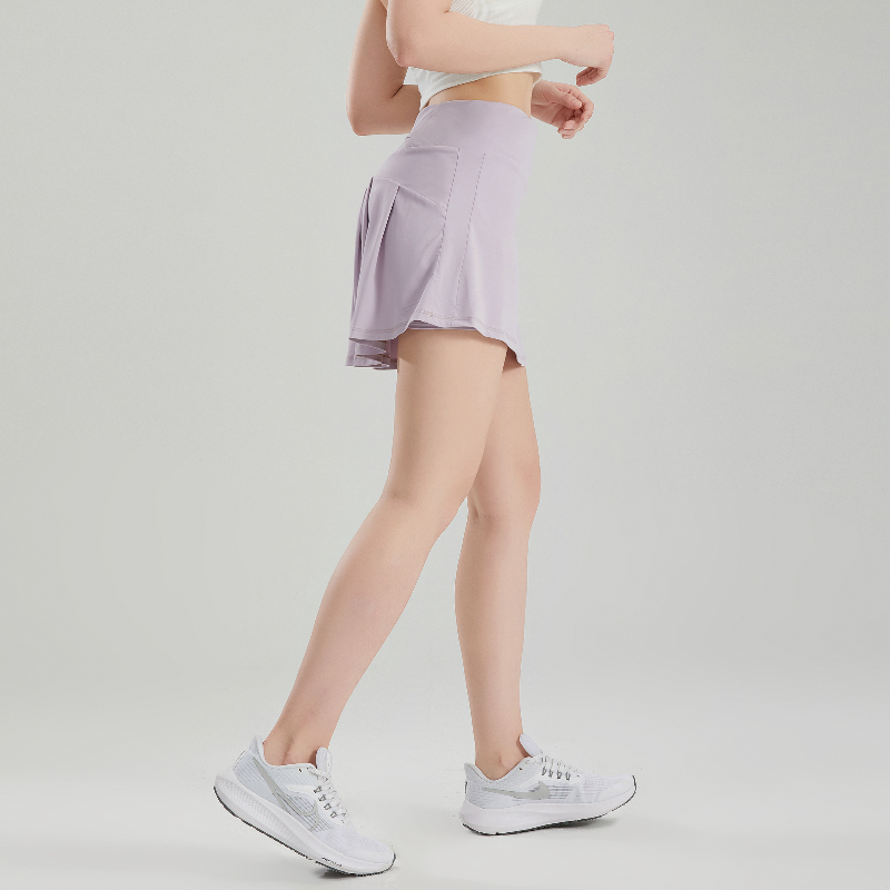 zalo046  Women's naked training, running, fitness, yoga short skirt, anti glare double-layer quick drying tennis skirt clothing