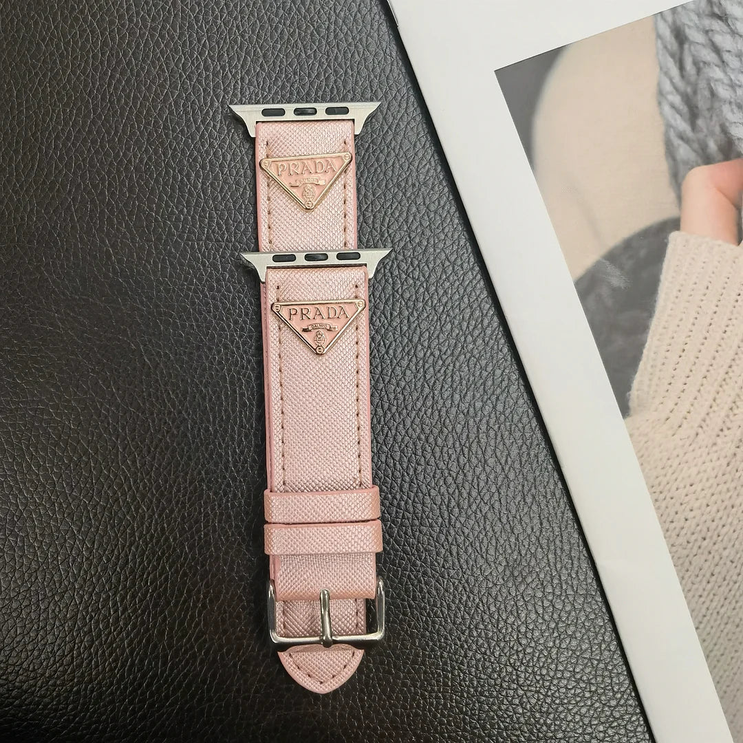 Double Triangle Monogram Label Leather Apple Watch Band - product view 14