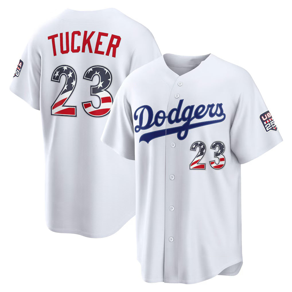 Baseball Jersey | Los Angeles Dodgers #23 Kyle Tucker USA 250 Fourth of July Home Stadium Jersey - White Puhics - image 1