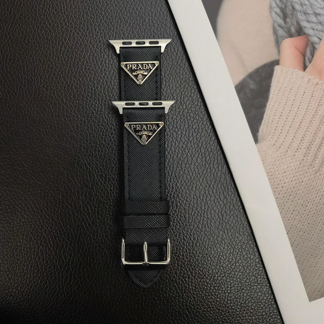 Double Triangle Monogram Label Leather Apple Watch Band - product view 19