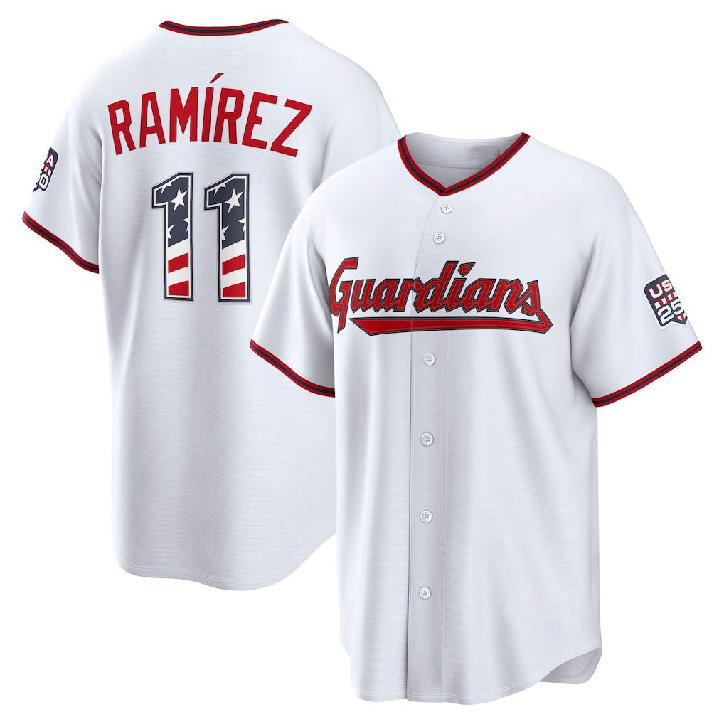 Baseball Jersey | Cleveland Guardians #11 José Ramírez USA 250 Fourth of July Home Stadium Jersey - White Puhics - image 1