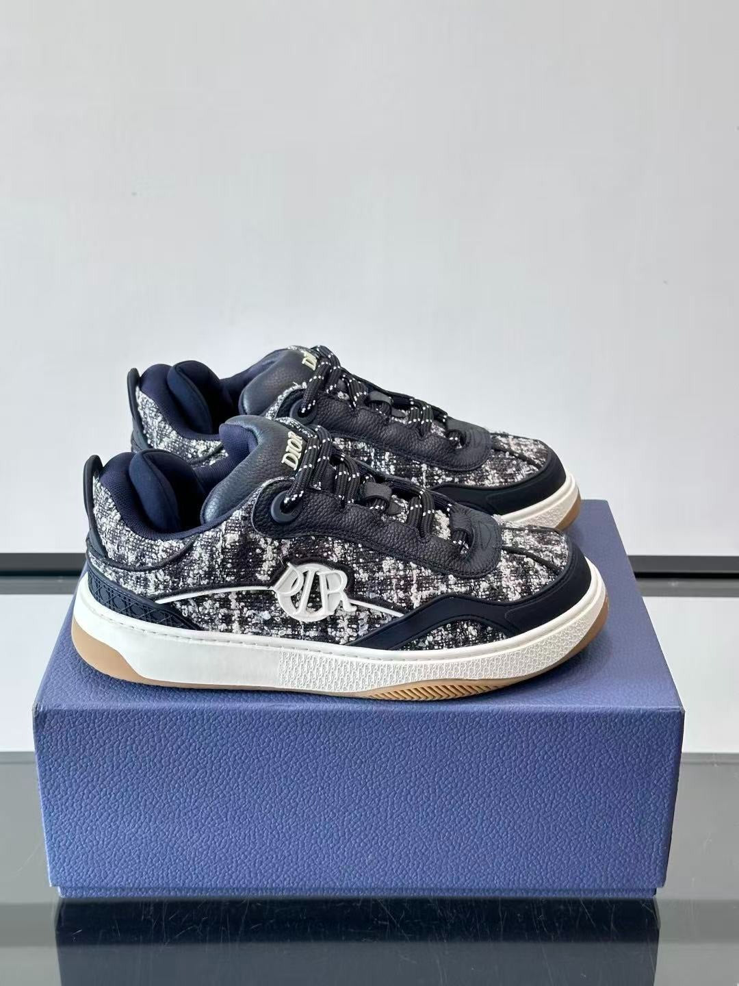 Dior B9S Skater Sneakers 'Dark Navy Tweed' - product view 1