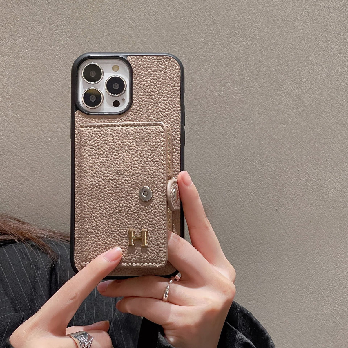 H Leather Card Holder iPhone Case - product view 11