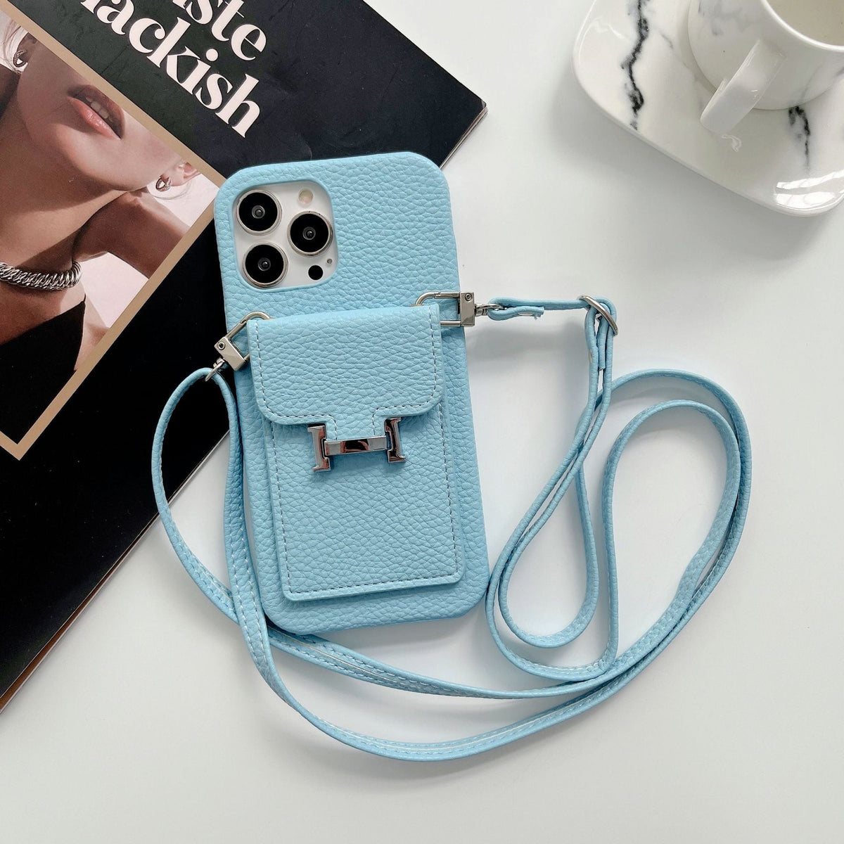 H Card Holder Leather Chain iPhone Case - product view 15