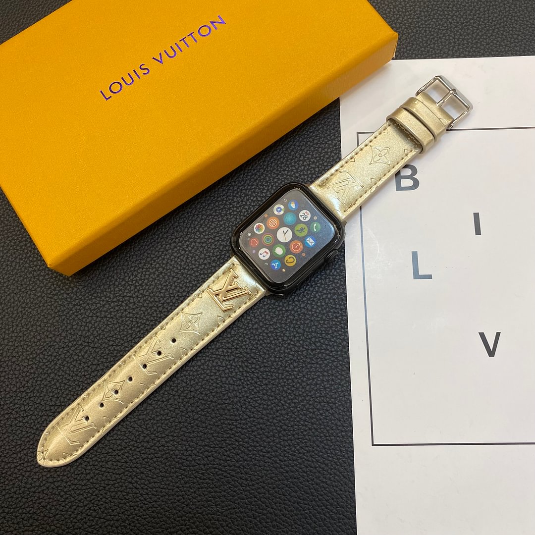 GLOSSY LEATHER APPLE WATCH STRAP METAL LOGO - product view 20