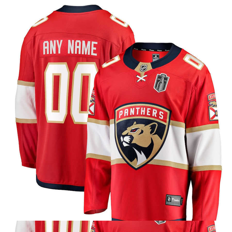 Men's Florida Panthers Fanatics Red 2025 Stanley Cup Final Home Breakaway Custom Jersey