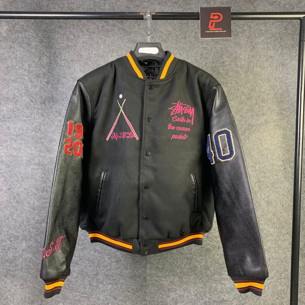 Stussy 40th Anniversary Varsity Jacket 'Black' - product view 1