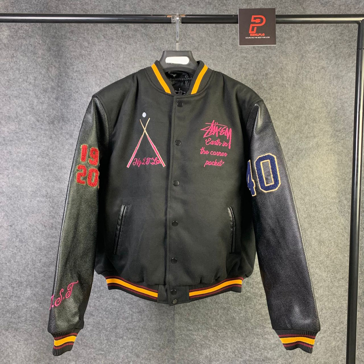Stussy 40th Anniversary Varsity Jacket 'Black' - product view 1