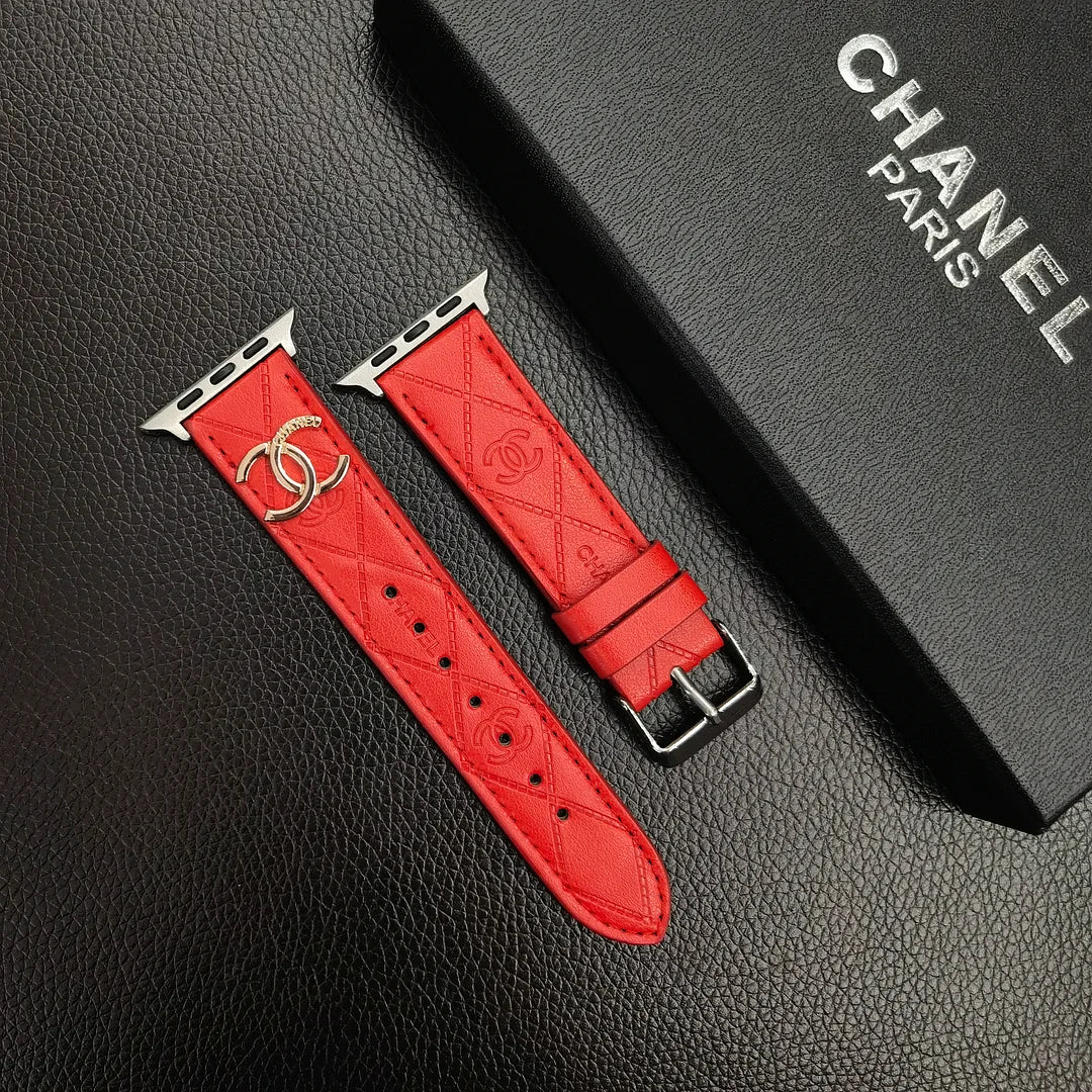 Gold Monogram 3D Embossed Leather Apple Watch Strap - product view 18