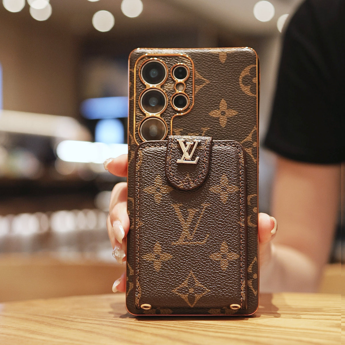 Monogram Leather Multi-Function Phone Case with Wrist Strap - product view 8
