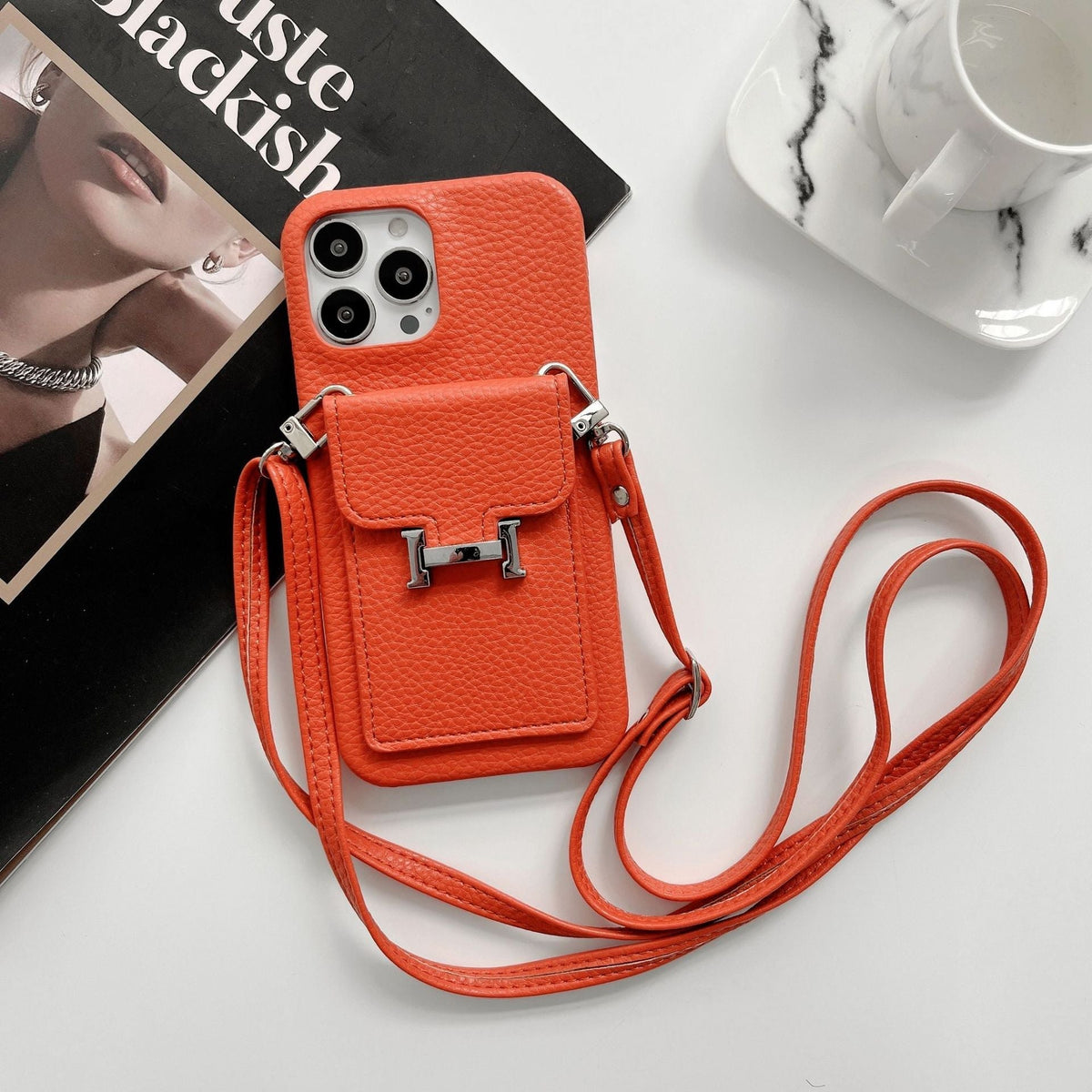 H Card Holder Leather Chain iPhone Case - product view 11