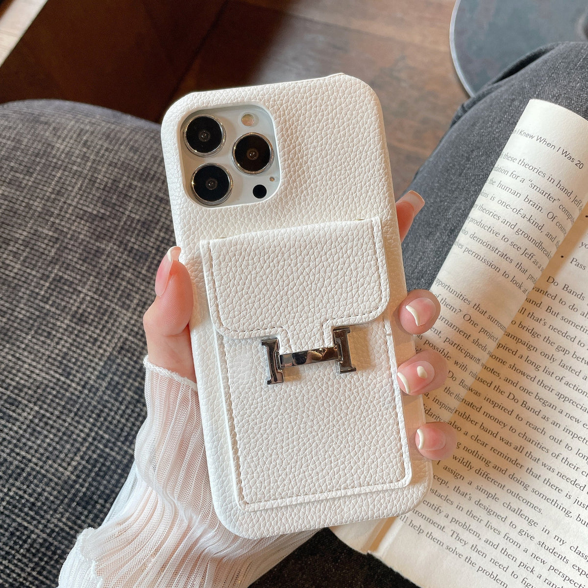 H Card Holder Leather iPhone Case - product view 4