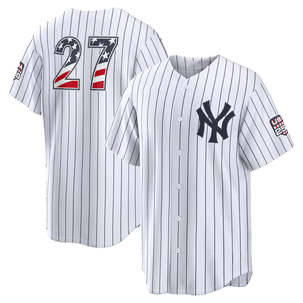 Baseball Jersey | New York Yankees #27 Giancarlo Stanton USA 250 Fourth of July Home Stadium Jersey - White Puhics - image 1